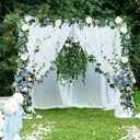 2 Pack Artificial Peony Flower Garland - 6ft Silk Peony Garland Flower Vine Blue and White Peony Silk Roses Flowers for Wedding Arch Party Table Decor (2, Blue)
