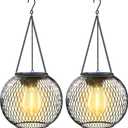 UBright Solar Lanterns Lights Outdoor Waterproof Metal Hanging Solar Powered Lights for Outside Decorative Lanterns for Garden Yard Patio Pathway, Pack of 2 (Warm White)