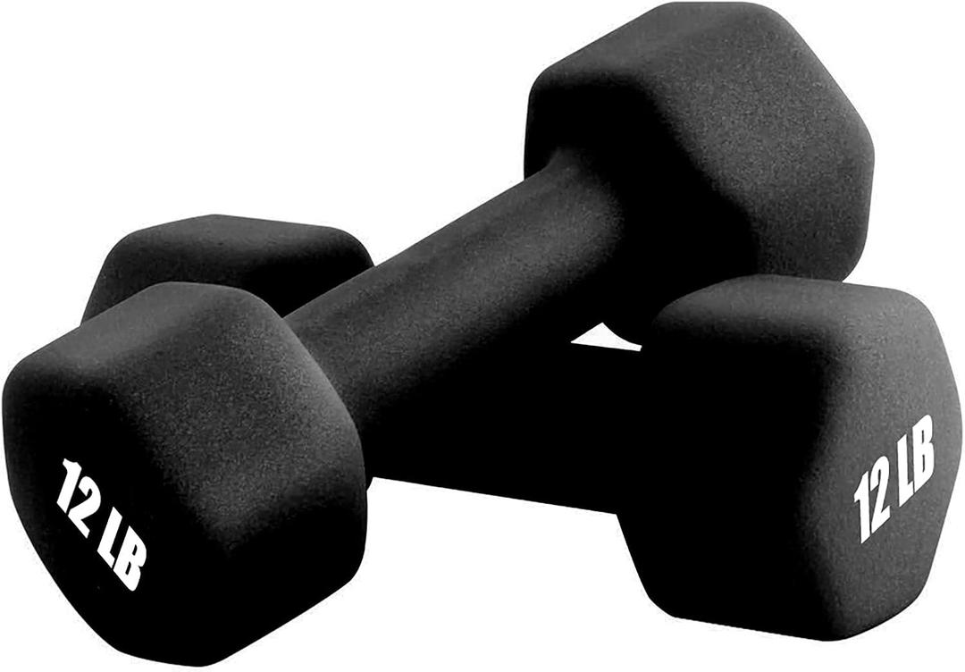 Portzon Weights Dumbbells 10 Colors Options Compatible with Set of 2 Neoprene Dumbbells Set,1-15 LB, Anti-Slip, Anti-roll, Hex Shape for Shoulder,Neck, and Hand Training for Seniors (Black)