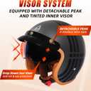 TRIANGLE 3/4 Open Face Motorcycle Helmet DOT Approved Retro Cruiser Moped, Large