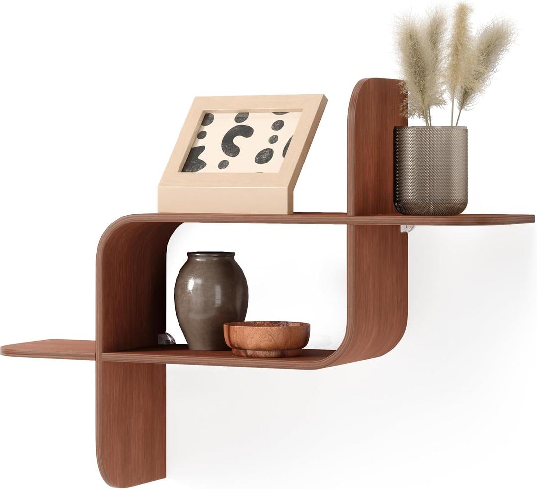 Umbra Montage Floating Wall Shelf, Wood Wall Mount Display Case, Walnut
Rubberwood construction, mounts horizontally or vertically, holds up to 15 lbs, use in any room, renewable source