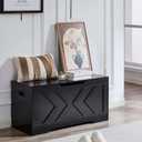 39.4 Storage Bench, Extra Large Entryway Bench with Storage,Storage Chest with 2 Safety Hinges,Blanket Storage,Shoe Storage Chest for Bedroom,Living Room,Easy Assembly. (Black)