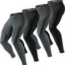 TELALEO 6 or 4 Pack Men's Compression Pants Leggings Sports Tights Performance Athletic Base layer Workout Running (Large)