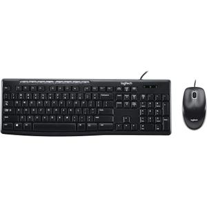 Logitech MK200 Media Combo Wired Keyboard and Mouse, FullSize Keyboard with EasyAccess Media Controls, HighDefinition Optical Mouse, Plug and Play USB Connection – Black