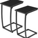 C-Shaped End-Table Set of 2 - Side Table for Couch,Curved Support Legs, Slide Under Couch Table for Sofa, TV Tray Table for Living Room Bedroom(Black)