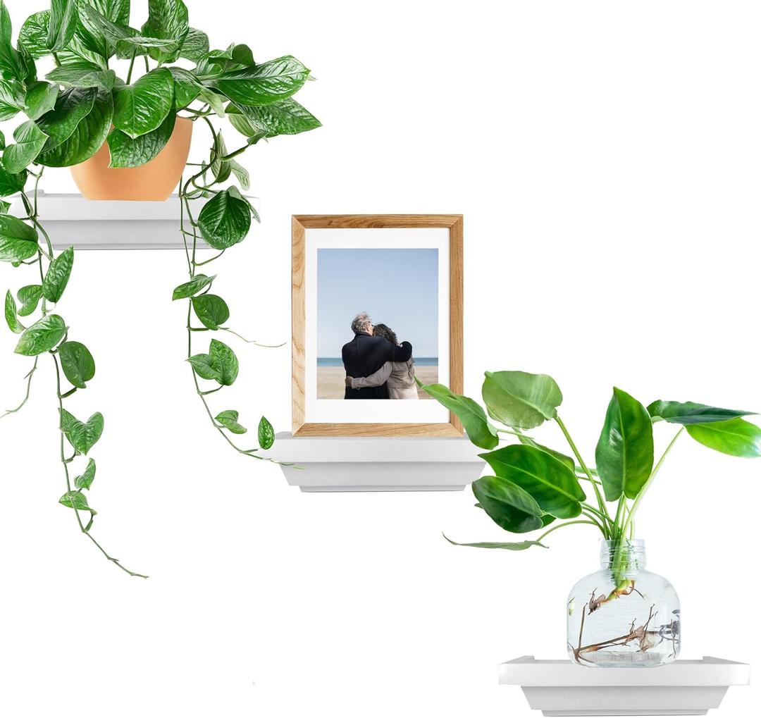 Small Shelves Set of 3 | 6 in x 4 in | Decorative Mini Shelves| Wall Mounted Shelves for Bathroom, Living Room, Kitchen, Bedroom, and Office (White)