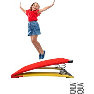 Gymnastics Springboard for Kids Vaulting Training Fitness Playing, Portable Curved Spring Board, Hard Wood Practice Equipment, Elastic Board for Home Room Athletics Training