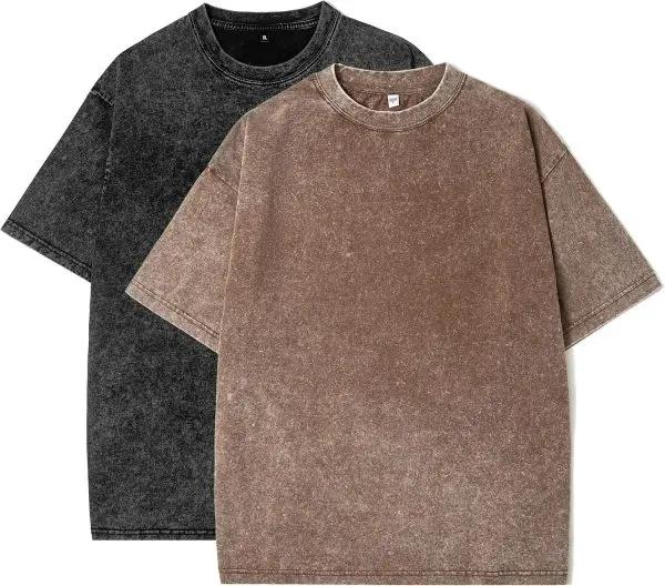 Men's Cotton T-Shirts Oversized Unisex Short Sleeves Casual Loose Wash Solid Basic Tee Tops, 2XL Men's Cotton T-Shirts Oversized Unisex Short Sleeves Casual Loose Wash Solid Basic Tee Tops, 2XL