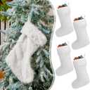 JOVITEC White 4 Pcs 20 Inch Christmas Stockings Faux Fur Stockings Xmas Stocking Fireplace Hanging Stocking Christmas Party Gift Bags for Holiday Party Decoration