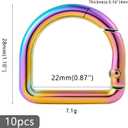 2 x 10pcs Metal D Ring Spring Key Hooks Keyring Clip for Keychain Buckle, Backpacks Handbag Purse Hardware, DIY Crafts (Rainbow)