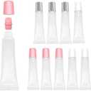 Quacc 8pcs Empty Lip Gloss Tubes, 15ml Soft Squeezable Lip Balm Container Refillable Lipstick Cosmetic Tubes for DIY Lip Gloss Balm Makeup Travel Toiletries (White Pink Silver)