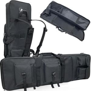Sutekus Tactical Double Rifle Case, Gun Case, Padded Rifle Storage Backpack Integrated Pistol and Magazine Storage (3 Sizes 2 color)