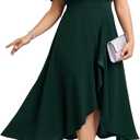SCOMCHIC Plus Size Formal Dresses for Women Wedding Guest V Neck Wrap Ruffle Split Cocktail Party Evening Gowns Dress XX-Large Plus, Emerald Green 