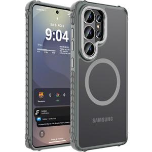 DEERLAMN Strong Magnetic Case for Samsung Galaxy S26 Ultra 6.9-Inch,[Compatible with Magsafe][Military Grade Drop Protection] Translucent Matte Shockproof Protective Phone Cover, Frosted Grey