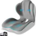 Seat Cushion with Lumbar Support Pillow for Truck Driver, Memory Foam Chair Cushion for Tailbone Pressure Relief & Long Driving, L-Shaped Ergonomic Non-Slip Seat Cushions for Car, Truck, Desk, Chairs