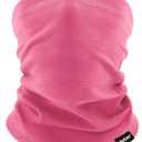 Kids Neck Gaiter Warmer Winter - Protective Face Covering Scarf for Boys & Girls Fleece Windproof Suitable for Skiing (Rose Pink)