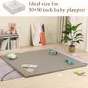 50"x50" Premium Baby Play Mat, Memory Foam with Wipe-Clean Leather Cover, Non-Slip & Machine Washable Floor Mat for Tummy Time, Crawling and Family Bonding Time, Grey