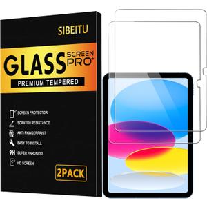 SIBEITU 2 Pack Screen Protector for iPad 11th A16 2025 & 10th Generation 10.9 Inch 2022, HD Clear 9H Hardness Tempered Glass Film Compatible with iPad 11/10 Gen, Scratch Resistent, Touch Sensitive