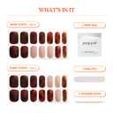 Heyhae Semi Cured Gel Nail Strips | No LED Lamp Needed | Fall, Marble, Brown | Easy Apply & Remove, Salon Quality | Includes 28 Strips, 1 Prep Pads, Nail File & Wooden stick - Hey, Lets Get Cozy