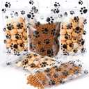 Frienda 60 Pcs Dog Party Favor Bags Bulk Plastic Paw Gift Handbags Doggie Treat Candy Goodie Bags for Pet Theme Birthday Party Favors Supplies(Black)