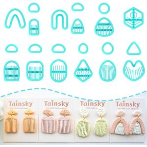 TAINSKY 21 Pcs Organic Shape Clay Earring Cutters, Boho Clay Cutters for Polymer Clay Jewelry, Geometric Earring Cutters for Polymer Clay