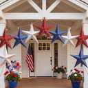 10 ft 3D 18'' Large Patriotic Paper Stars Hanging Decoration 4th of July Star Garland Decor Red White Blue Hanging Banner Decoration for 250th Anniversary Independence Day Party Porch