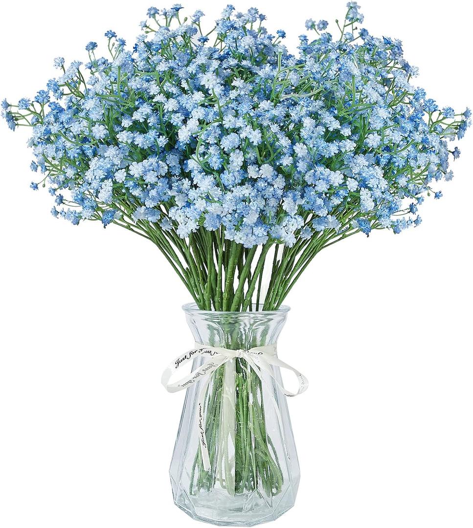 LYLYFAN Babys Breath Artificial Flowers,12 Pcs Gypsophila Faux Flowers for Wedding Party Home Garden Decoration Blue
