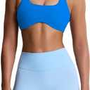 Aoxjox Women's Workout Sports Bras Fitness Define Sculpt Racerback Bra Yoga Crop Tank (Medium, Directoire Blue)