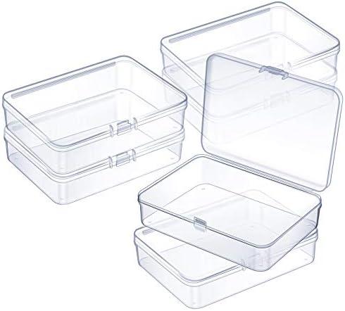 6 Pieces Mini Plastic Clear Beads Storage Containers Box for Collecting Small Items, Beads, Jewelry, Business Cards, Game Pieces, Crafts (4.45 x 3.3 x 1.18 Inch)