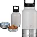 Insulated 32oz Stainless Steel Dog Water Bottle with Food & Water Bowls, Leak-Proof Pet Travel Dispenser for Dogs, Portable for Hiking, Walking, Outdoor