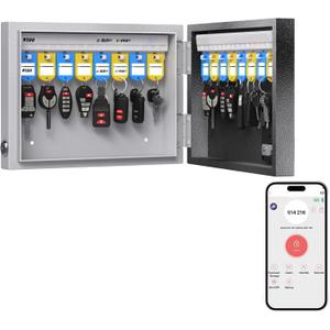 WeHere 16 Key Lock Box Wall Mount, APP Bluetooth/OTP/Wi-Fi/Fixed Code/Key Unlock, Smart Key Cabinet with Key Tag, Key Organizer Holder Box, Key Management Directory for Office, Valet, Realtor, Hotel
