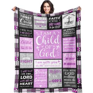 Baptism Gifts for Girl - Christian Gifts for Women - I Am a Child of God Blanket 50"x60" - Inspirational Birthday Religious Catholic & Communion Confirmation Gift for Teen Girls Daughter Granddaughter