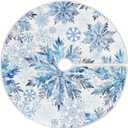 Christmas Tree Skirt 48 inch Blue Snowflakes White Xmas Xmas Tree Skirt Large Holiday Party Tree Mat Rustic Christmas Decorations New Year Xmas Ornaments