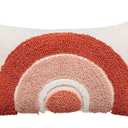 Mauve Pillow Cover Watermelon Red Cotton Woven Tufted Lumbar Pillow Cover 12x20 inch Boho Rainbow Pillow Semicircle with Tassels Decorative Pillowcase Rectangle Cover for Couch Bed (F)