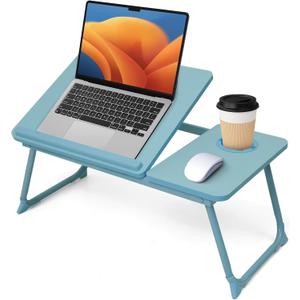 Lap Desk for Couch/Sofa/Floor, 5-Angle Adjustable Bed Desk with Foldable Legs &Cup Holder, Light Weight Bed Tray Table for Writing/Eating/Reading, Portable Laptop Stand for Adults, Kids