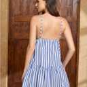 SOLY HUX Women's Striped Cami Dress V Neck Spaghetti Strap Ruffle Hem Short Summer Dresses (S)