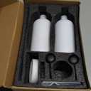 [Luxury] Kitchen Soap Dispenser Set - 16OZ White Glass Bottle, Stainless Steel Pump, Instant Dry Tray, Waterproof Labels, Non-Slip Silicone Pad, and Dish Brush | Upgrade for Your Kitchen and Bathroom