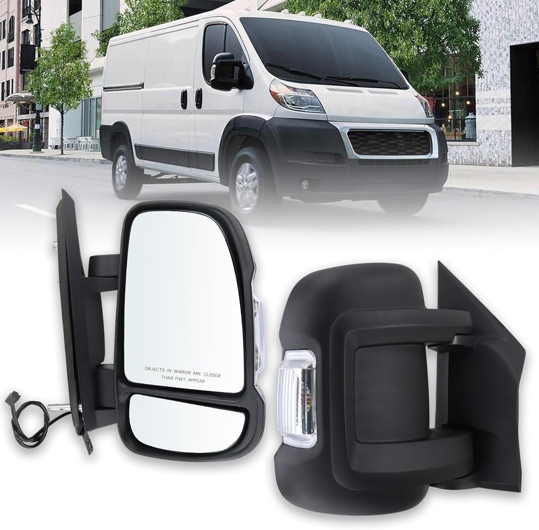 Right Passenger Side Mirror Compatible with 2014-2026 Ram Promaster 1500/2500/3500 with turn signal light manual folding Without Power glass Non-Heated Replace#CH1321417 5VE98JXWAB(2Pins)