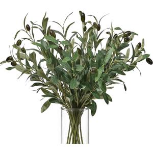 10 PCS 18 Inch Faux Olive Branches for Vases - Realistic Faux Olive Tree Stems with Lifelike Leaves & Fruits, Eucalyptus Stems,Faux Greenery Stems for Centerpieces,Home Decor&Wedding Decor
