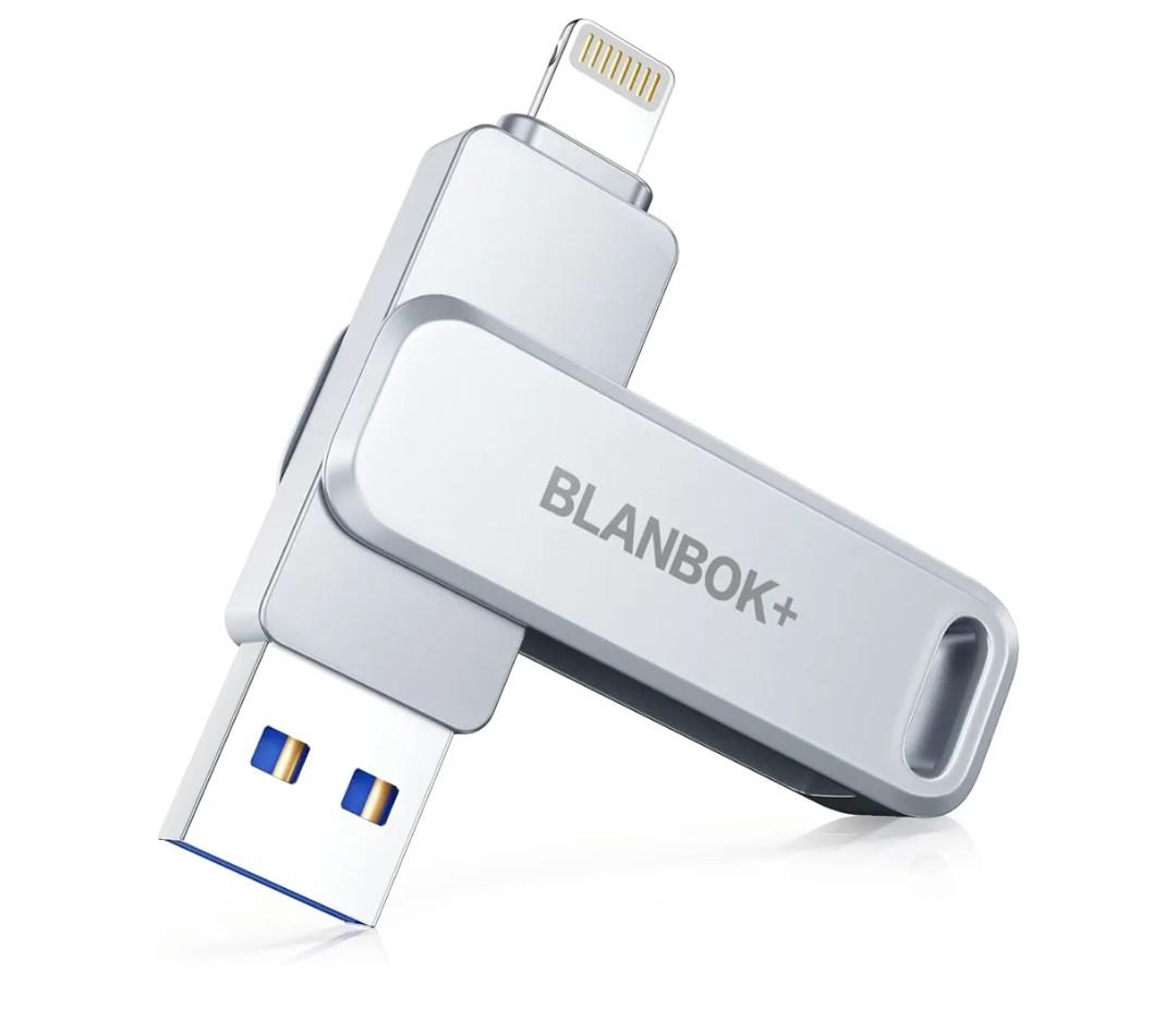 MFi Certified 256GB Flash Drive for iPhone Photo Stick, USB Memory Stick High Speed iPhone Flash Drive, External Memory Storage USB Stick Thumb Drive for iPhone/iPad/Android/PC (Metallic Silver)