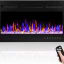 30" Electric Fireplace Wall Mounted and Recessed with Remote Control, 750/1500W Ultra-Thin Wall Fireplace Heater W/Timer Adjustable Flame Color and Brightness, Log Set & Crystal Options