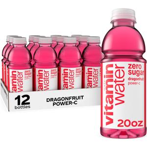 vitaminwater zero sugar power-c, electrolyte enhanced water w/vitamins, dragonfruit drinks, 20 fl oz (Pack of 12), BBD 02/09/2026