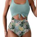 Eomenie Women's One Piece Swimsuit Tummy Control Slimming Bathing Suit Cutout Tie Knot Swimwear, Medium