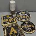 2025 Graduation Party Decorations, Black and Gold Decorations Party Supplies with Paper Plates, Napkins, Tablecloth, Cups, Banner for Grad Favors Supplies, Grad Tableware Kit Serves 24