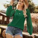 Uhiger Womens Long Sleeve Tops Fashion Cute Lace Blouses Business Casual Crew Neck Shirts 2026 Trendy Work Outfits (M)