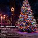 4 Pack Christmas String Lights Battery Operated, Each 50 LED16.5Ft Dark Green String Lights Auto Timer 8 Modes Indoor Outdoor Xmas Wreath Tree Decor (Multicolor)