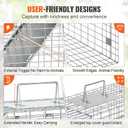 VEVOR Live Animal Cage Trap, 31" x 10" x 12" Humane Cat Trap Galvanized Iron, Folding Animal Trap with Handle for Rabbits, Stray Cats, Squirrels, Raccoons, Groundhogs and Opossums
