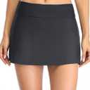 Yonique Women's Swim Skirt Mid Waist Swim Bottoms Elastic Waist Swimsuit Bottoms (Black, XL)