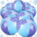Leyndo 12 Pack Snowflake Themed Beach Ball for Kids 7.87" Bulk for Summer Pool and Beach Game Gifts and Birthday Party Supplies and End of The Year Class Party Decoration Favors