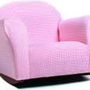 Gingham Rocking Chair for Kids Soft Microsuede Upholstery, Sturdy Wooden Frame, Ergonomic Padded Seat, Smooth Rocking Motion, Easy to Clean, Ages 25, Perfect for Bedrooms & Playrooms.